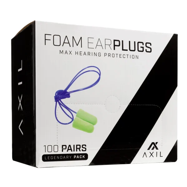 AXIL FOAM EAR PLUGS 100 PAIR W/LNYRD - Foam Ear Plugs | FrontLine Armoury - Gun shop FL