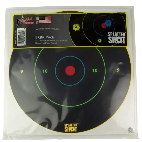 PROSHOT 12" MULTI CLR BULLSEYE 5PK - Bullseye Target | FrontLine Armoury - Gun shop FL