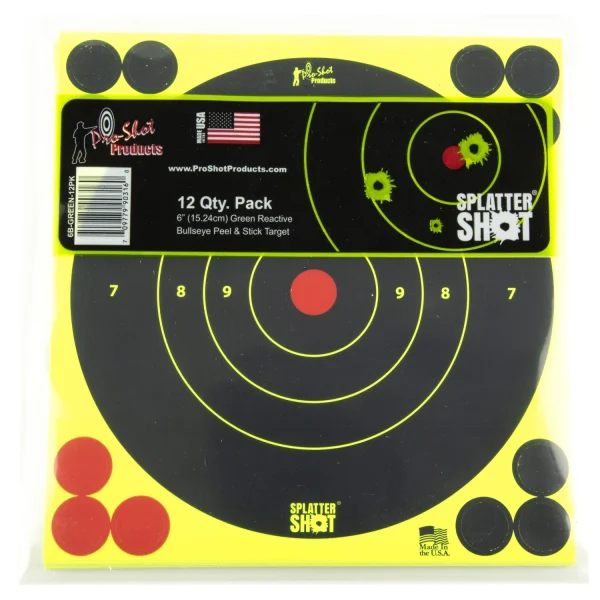PRO-SHOT 6" GREEN BULLSEYE 12PK - Splatter Shot | FrontLine Armoury - Gun shop FL