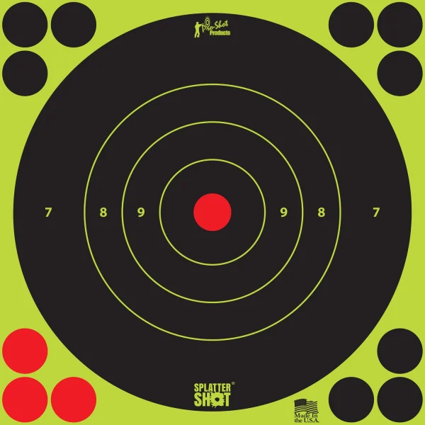 PRO-SHOT TARGET 8" GRN BULLSEYE 6PK - Splatter Shot | FrontLine Armoury - Gun shop FL