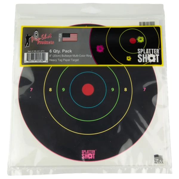 PROSHOT 8" MULTI CLR BULLSEYE 6PK - Bullseye Target | FrontLine Armoury - Gun shop FL