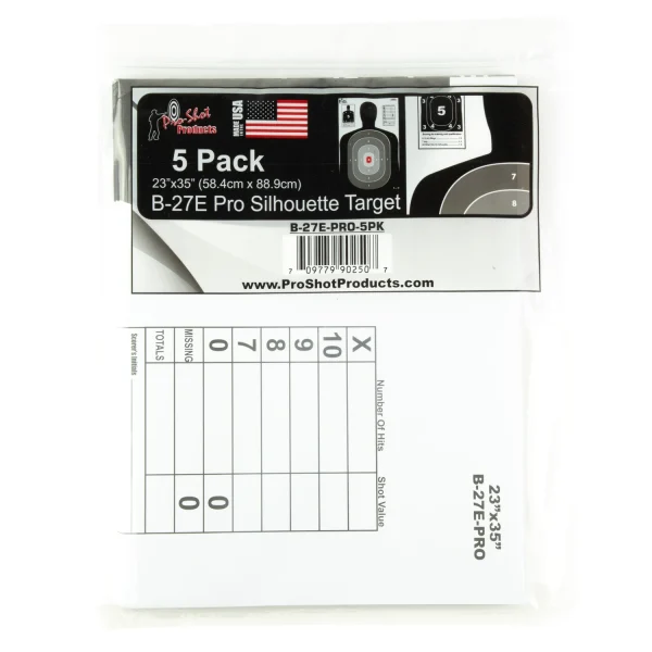 PROSHOT 23"X35" B27 SILH 5PK - Silhouette Target-Pro | FrontLine Armoury - Gun shop FL