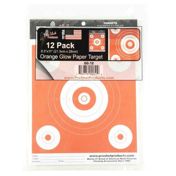 PROSHOT 6" BULLSEYE DAY GLOW ORANGE - Bullseye Target | FrontLine Armoury - Gun shop FL
