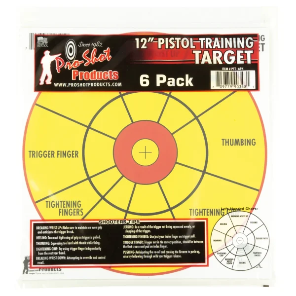PROSHOT 12" BULLSEYE PISTOL TRNG 6PK - Pistol Training Target | FrontLine Armoury - Gun shop FL