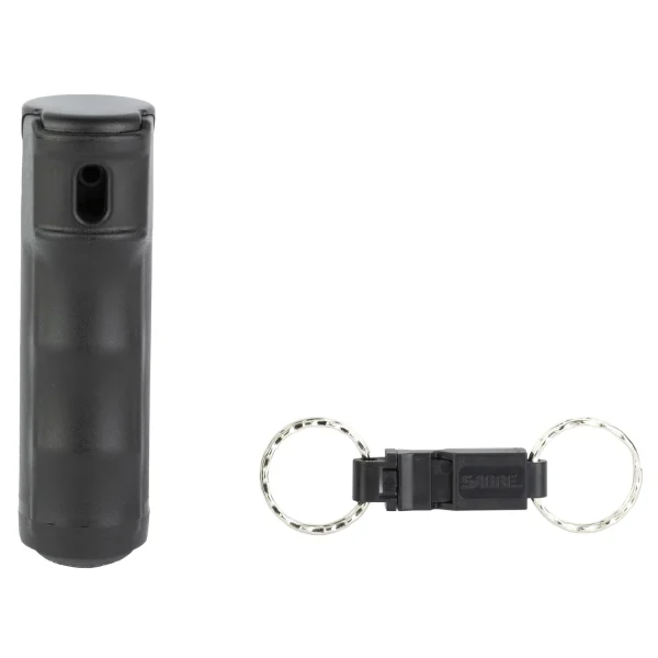 SABRE SPRAY KEY RING/WHISTLE .54 BLK - Pepper Gel with Quick Release | FrontLine Armoury - Gun shop FL