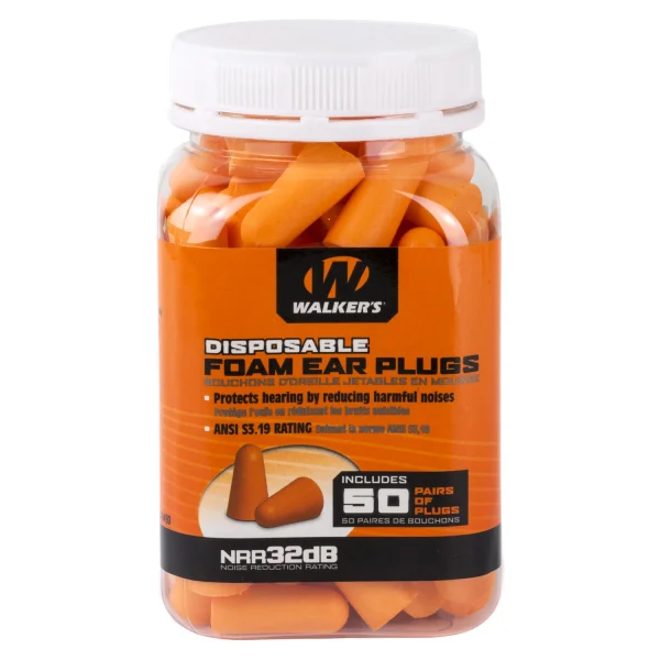 WALKER'S FOAM EAR PLUGS 50PK JAR -  | FrontLine Armoury - Gun shop FL