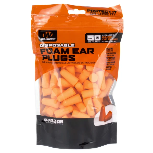 WALKER'S FOAM EAR PLUGS 50PK BAG -  | FrontLine Armoury - Gun shop FL