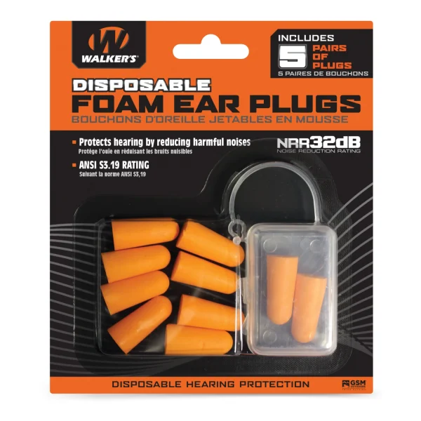 WALKER'S FOAM EAR PLUGS 5PK BLISTER -  | FrontLine Armoury - Gun shop FL